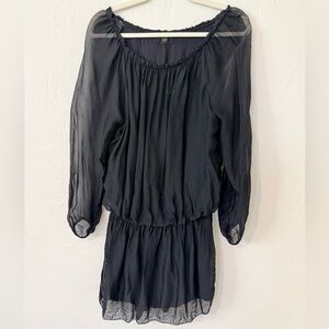 NT by Malene Birger Sheer Silk Blend Mini Dress Black Made in Italy Size 7